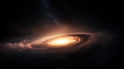 a large, glowing, yellow star in the center of a dark, starry sky