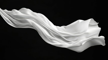 Poster - White paper flying, sheet falls and twists isolated on black, clipping path
