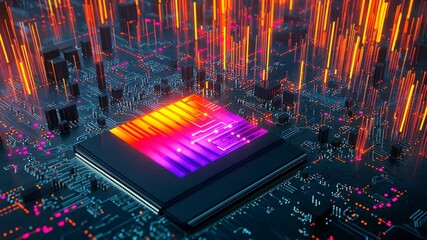 Aufkleber - A close-up view of a computer processor chip is presented