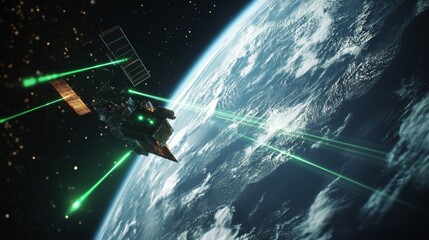 Wall Mural - satellite weapon system in space