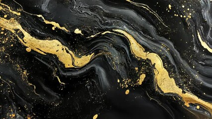 Poster - Fluid black paint, richly textured with gold accents, creates a mesmerizing design