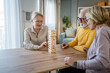 © Miljan Živković - Group of people senior man and women play leisure board game at home