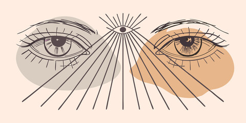 Poster - Transcendent Vision Two radiant eyes flicker through a veil of soft cascading light embodying knowledge and compassion which seem to communicate a silent message of hope and