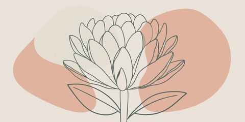 Poster - Vibrant Bloom Create a large heartshaped bloom at the center surrounded by smaller petals in soft pink and vivid green. The flower rises softly against a calm light background