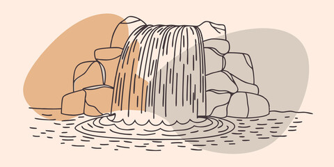Poster - Waterfall Base At the base of a cascading waterfall several translucent crystals are partially submerged in the clear water. When sunlight strikes them they refract light into