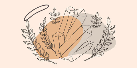 Poster - Whimsical Wonder A playful spiralshaped arrangement of crystals is surrounded by whimsical s of herbs. The lively scene suggests a dance of nature and crystal energies inviting