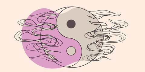 Poster - YinYang Flow The smoke gathers to form the yinyang symbol its black and white areas harmoniously intertwined representing balance and duality in the universe.