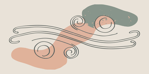 Poster - Air Symbol A spiraled double helix that intertwines forming a series of delicate curves. At each twist small circles represent breezy gusts and clouds while the overall shape