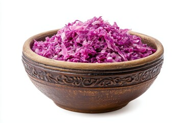 Sticker - Isolated bowl of delicious red cabbage fermented vegetables on white