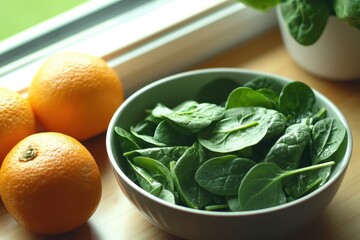 Wall Mural - Salad with baby spinach onions and oranges