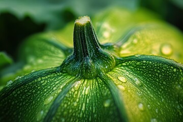 Wall Mural - Vibrant green zucchini farming squash Close up of courgette