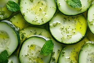 Canvas Print - Zucchini salad with pesto mint and olive oil