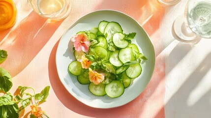 Sticker - Cucumber salad served on a colorful table design