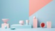 © Juan - Minimalist pastel decor with geometric shapes and bowls