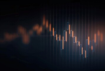 Poster - Abstract Orange Glowing Candlestick Stock Market Chart