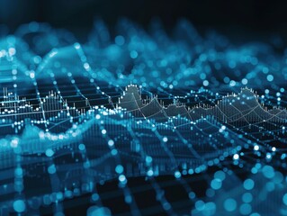 Poster - Abstract Blue Data Visualization Showing Financial Market Trends