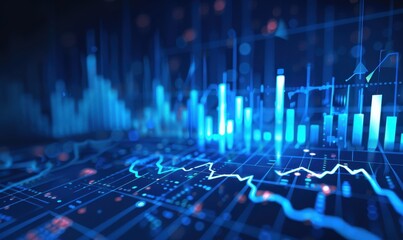 Poster - Abstract Blue Financial Data Graphs Display
