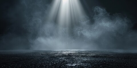 Poster - dark moody scene with fog and light beam