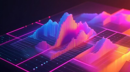 Poster - A sleek, isometric digital chart showing data trends, with vibrant color gradients and 3D elements, capturing the essence of modern data visualization