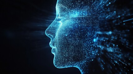 Poster - Digital representation of human intelligence in abstract art virtual environment conceptual visualization futuristic perspective