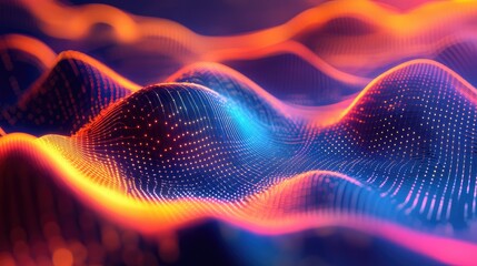 Poster - Abstract isometric data chart in 3D with bright colors and smooth lines, representing statistical trends and data analysis in a modern digital format