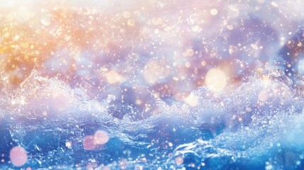 Poster - Icy water droplets and frozen crystals sparkles in the sunlight, with a dreamy, wintry backdrop creating a magical, serene scene of winter beauty