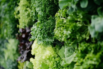 Wall Mural - a close-up of vegetables growing in a vertical garden, demonstrating efficient use of space