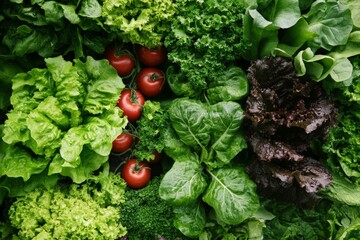 Wall Mural - a close-up of vegetables growing in a vertical garden, demonstrating efficient use of space