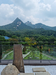 Canvas Print - it is a rooftop with a view of bukhansan mountain.