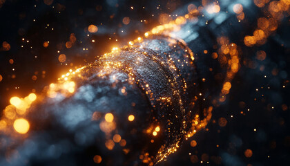 Poster - close up of fiber optic cables with sparkling lights, showcasing vibrant colors and intricate detail