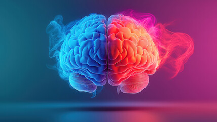 Poster - Science and medical background depicting the human brain's right and left hemispheres in education design