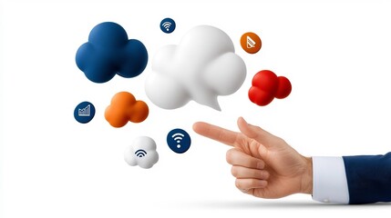 Leinwandbilder - Vibrant and dynamic conversation flow diagram with colorful sound icons and articulation highlights showcasing a digital technological and innovative visual style against a clean white background