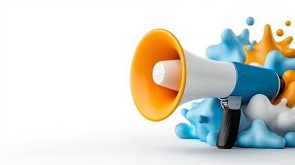 Aufkleber - of Communication Tools Including Megaphone and Sound Waves Demonstrating Clear Articulation on White Background