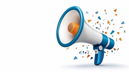 Leinwandbilder - of communication tools including a megaphone and sound waves demonstrating clear articulation on a white background  Concept for broadcasting messaging and effective articulation