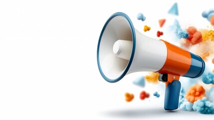 Leinwandbilder - showcasing communication tools including a megaphone and sound waves demonstrating the concept of clear articulation and broadcast on a clean white background