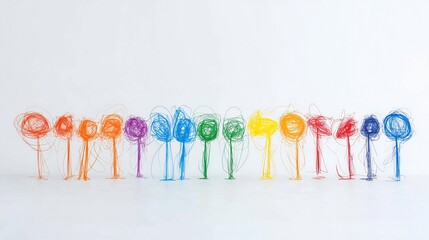 Fototapete - Vibrant and Representation Depicting the Dynamic Flow and Variation of a Colorful Dialogue Exchange on a White Background