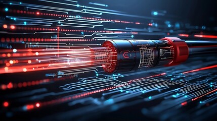 Leinwandbilder - of fiber optic cables with glowing light trails symbolizing the high speed data transmission and digital communication on a clean white background