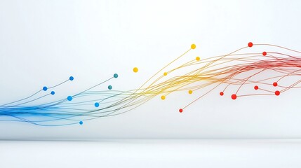 Aufkleber - Vibrant and Futuristic of a Fiber Optic Communication System featuring Colorful Data Transmission Lines and Advanced Technology Elements on a White Background