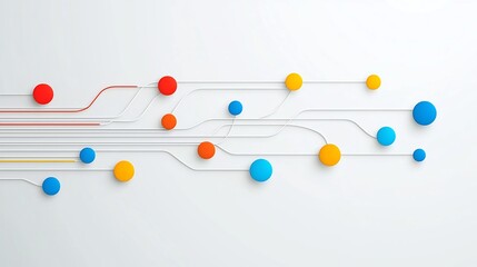 Leinwandbilder - Abstract Creative Art of a Futuristic Fiber Optic Communication System with Colorful Data Transmission Lines and Advanced Technology Elements on a Clean White Background