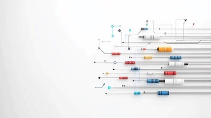 Aufkleber - Highly detailed showcasing an intricate fiber optic cable design with precise light beams and strands radiating against a clean white background representing cutting edge technology