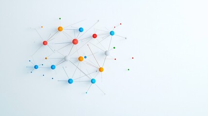 Fototapete - Vibrant abstract depicting a high speed fiber optic network system with dynamic light trails interconnecting various hubs and nodes on a white background