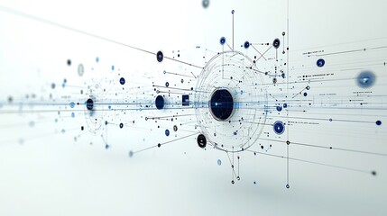 Fototapete - Futuristic of a fiber optic communication network highlighting innovative light effects and seamless connectivity on a white background