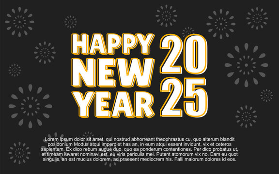 happy new year 2025 background with black color for greeting template.