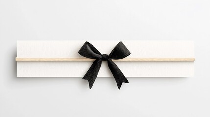 Poster - Elegant and modern minimalist watercolor of a Christmas bow clipart in a monochrome white color scheme isolated on a plain white background