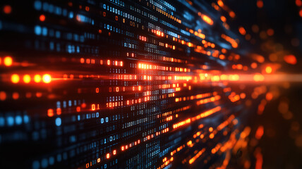 Poster - Futuristic technology background featuring big data and binary computer code in dynamic motion