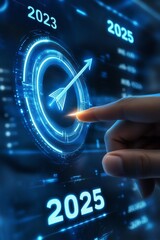 Futuristic Financial Analysis Targeting Growth Goals in 2025 with Digital Graphics and Technology