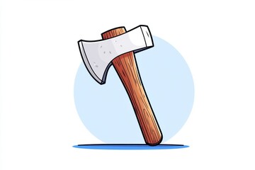 Poster - A clean 2D illustration of an axe pick with simple details, laid flat on a white background