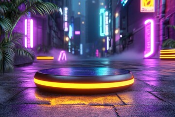 Aufkleber - A cyberpunk-themed award ceremony featuring neon-lit podiums, holographic screens displaying winnersâ€™ names, and a futuristic city backdrop