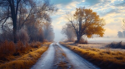 Wall Mural - Misty Autumn Road