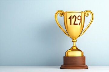 Poster - A golden trophy icon with bold, clean lines set against a subtle gradient background, symbolizing recognition